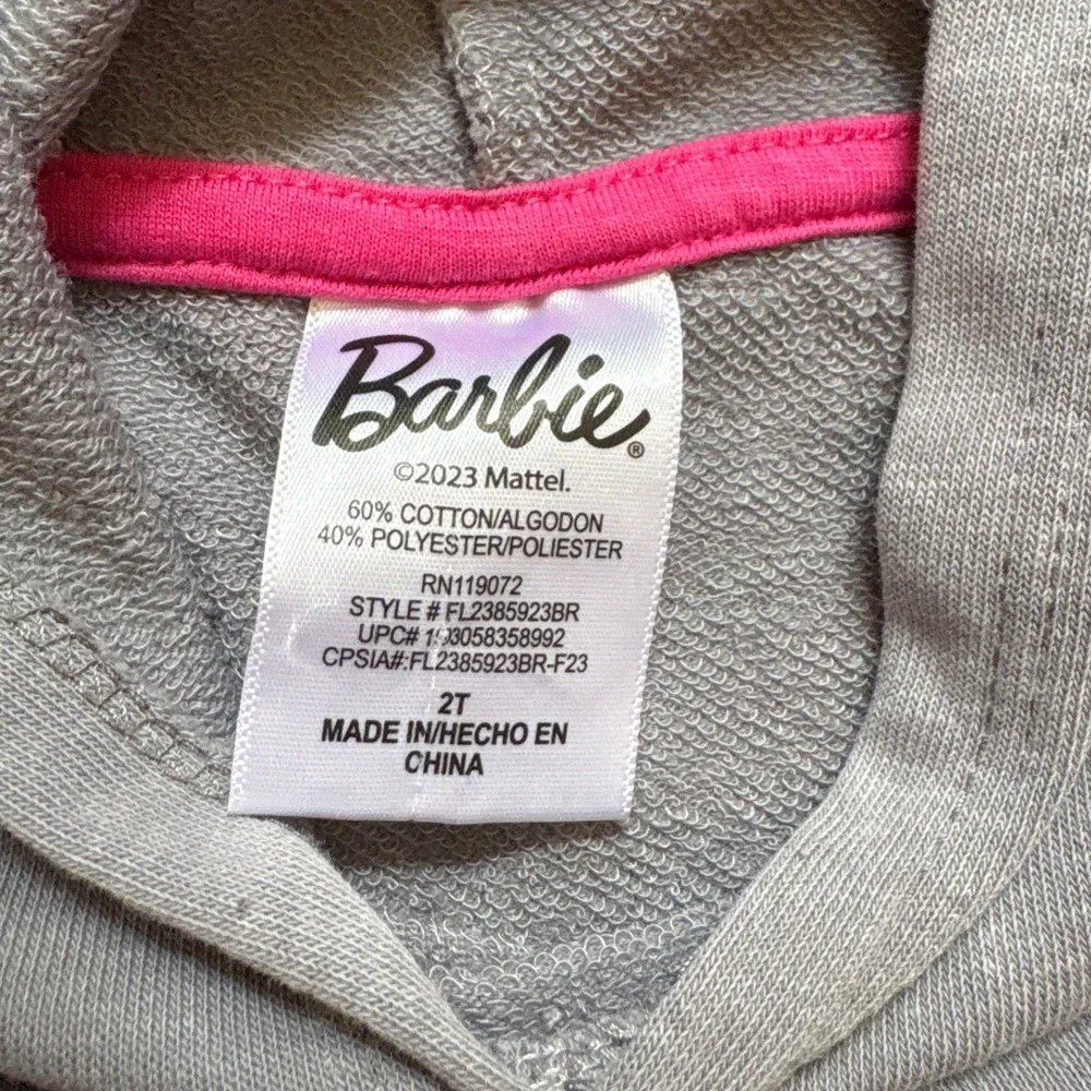 Barbie Skirt Set‎ Kids Gray Pink Logo Hoodie Two Piece Outfit SIZE 2T